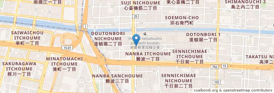 Mapa de ubicacion de 金龍ラーメン en Japan, Osaka Prefecture, Osaka, Chuo.