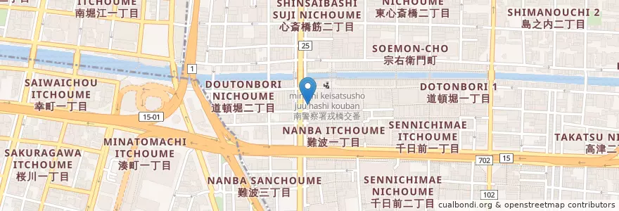 Mapa de ubicacion de たこ焼き赤鬼 en Japan, Osaka Prefecture, Osaka, Chuo.