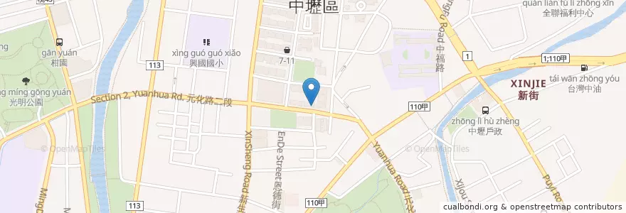 Mapa de ubicacion de 星展(台灣)商業銀行 en Tayvan, 桃園市, 中壢區.