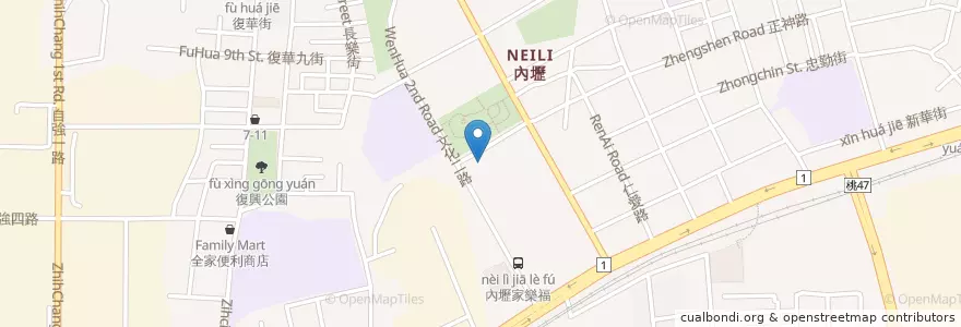 Mapa de ubicacion de 三商巧福 en Taiwán, Taoyuan, 中壢區.