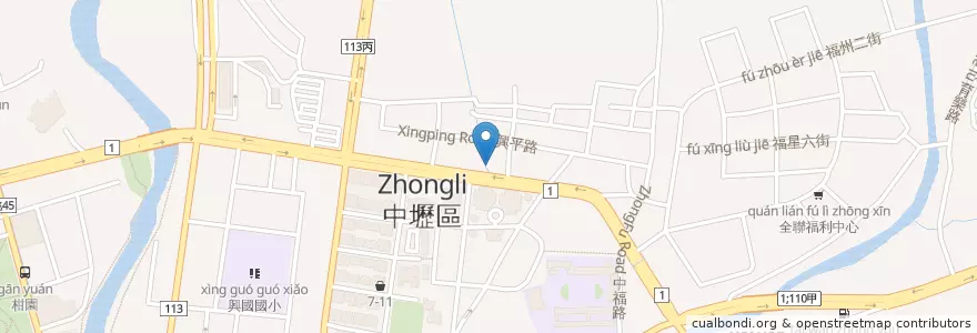 Mapa de ubicacion de 中壢環北郵局 en Taiwan, Taoyuan, Zhongli.
