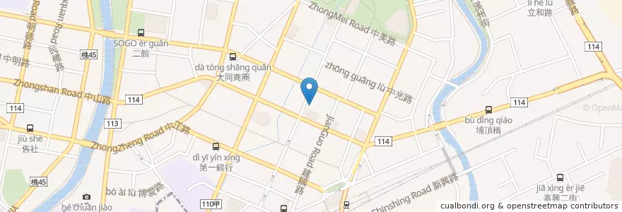 Mapa de ubicacion de 三商巧福 en Taiwan, Taoyuan, Zhongli.