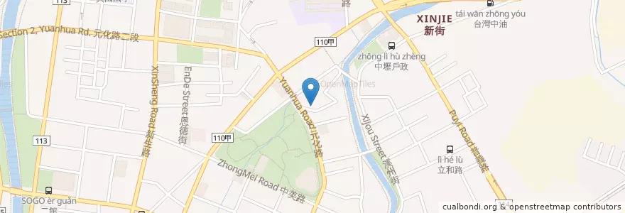 Mapa de ubicacion de 吼牛排 en Taïwan, Taoyuan, District De Zhongli.