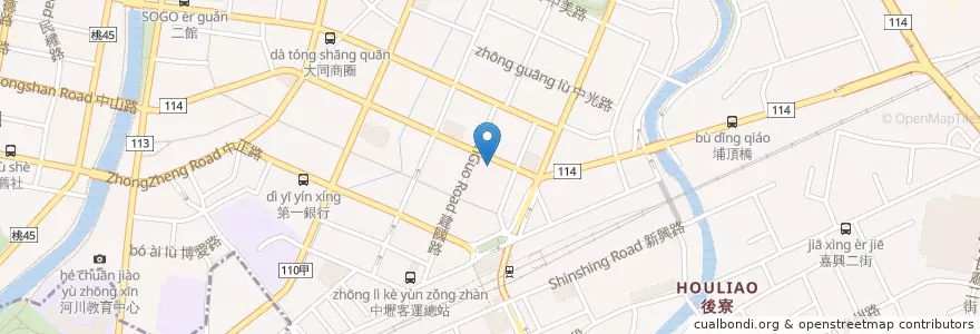 Mapa de ubicacion de cama咖啡 en 台湾, 桃園市, 中壢区.