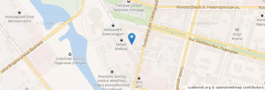 Mapa de ubicacion de Чайковский en Russland, Föderationskreis Zentralrussland, Oblast Twer, Городской Округ Тверь, Калининский Район.