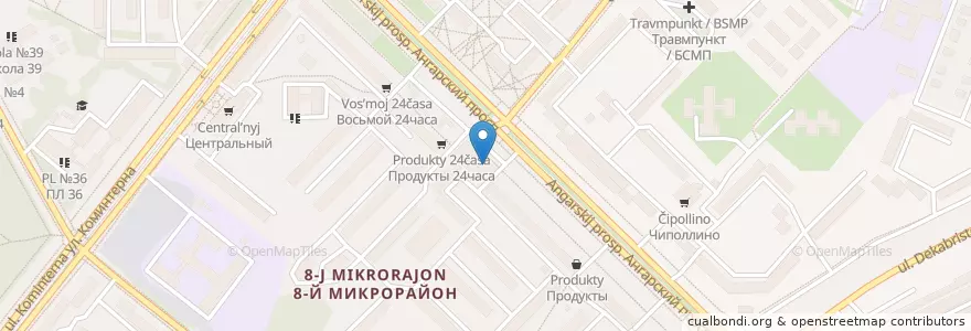Mapa de ubicacion de Промсвязьбанк, 24 часа en Rusia, Сибирский Федеральный Округ, Иркутская Область, Ангарский Городской Округ.
