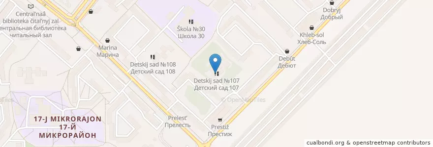 Mapa de ubicacion de Детский сад №107 en Russland, Föderationskreis Sibirien, Oblast Irkutsk, Ангарский Городской Округ.