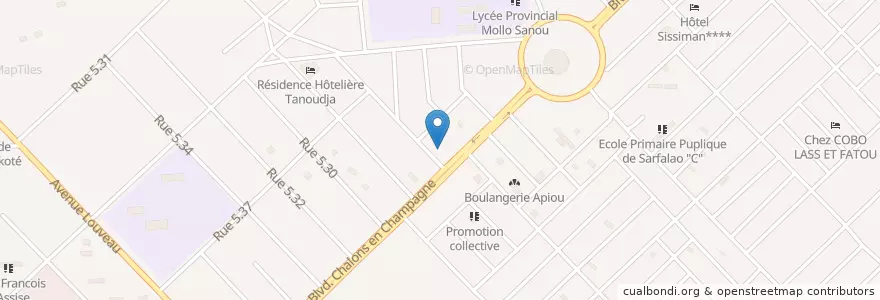 Mapa de ubicacion de Le Compagnard en بوركينا فاسو, ارتفاع أحواض, Houet.