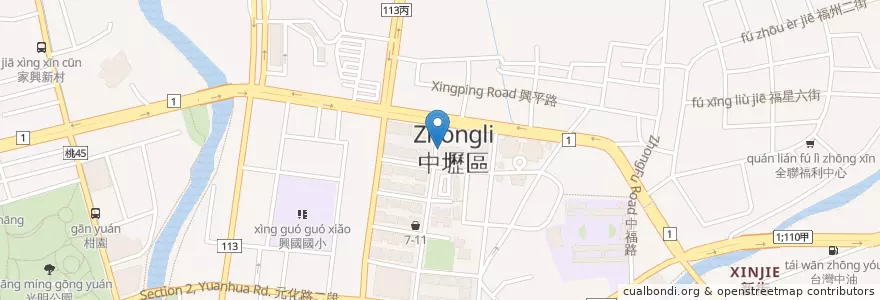 Mapa de ubicacion de 中壢區民公車總站 en Taiwan, 桃園市, 中壢區.