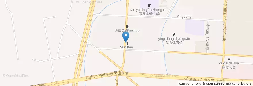 Mapa de ubicacion de Sun Kee en 中国, 広東省, 広州市, 番禺区.