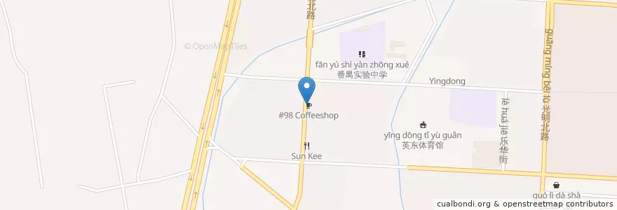 Mapa de ubicacion de #98 Coffeeshop en 中国, 广东省, 广州市, 番禺区.