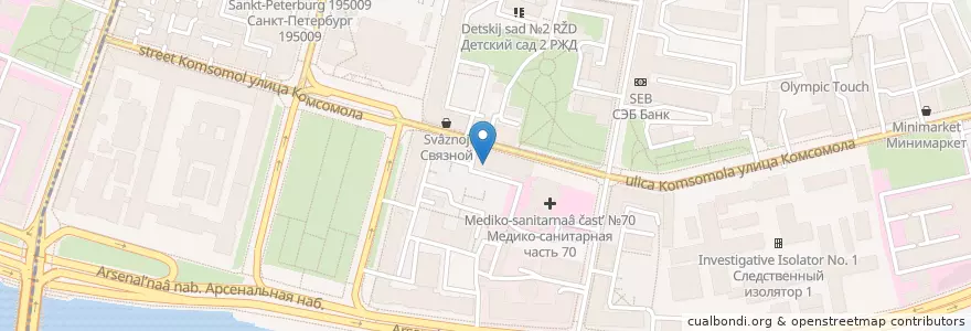 Mapa de ubicacion de Травматологический пункт en Russie, District Fédéral Du Nord-Ouest, Oblast De Léningrad, Saint-Pétersbourg, Финляндский Округ.
