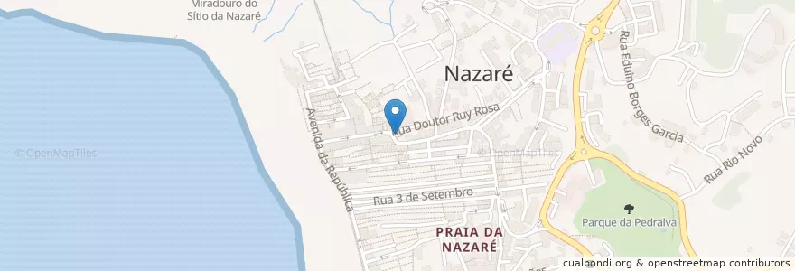 Mapa de ubicacion de Pastelaria Nau en Portugal, Mitte, Leiria, West, Nazaré, Nazaré.
