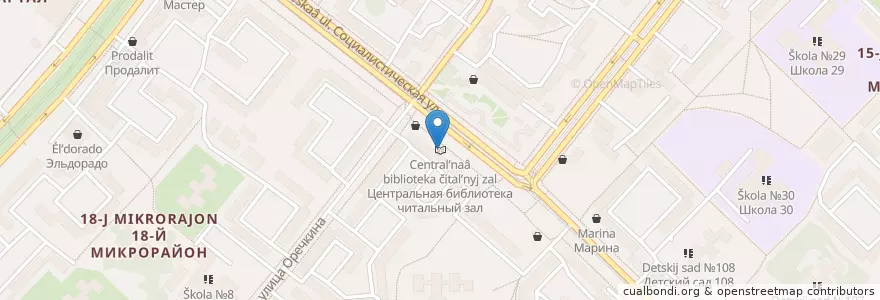 Mapa de ubicacion de Центральная библиотека читальный зал en Rusland, Federaal District Siberië, Oblast Irkoetsk, Ангарский Городской Округ.