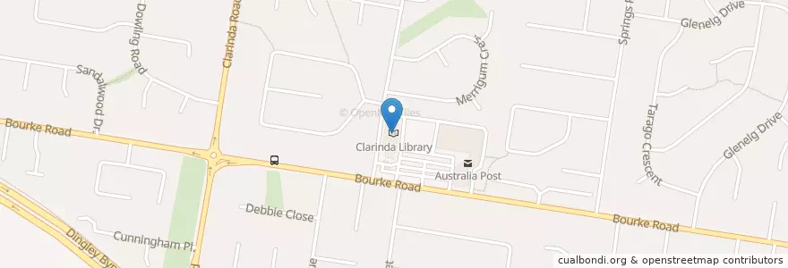 Mapa de ubicacion de Clarinda Library en Australia, Victoria, City Of Kingston.