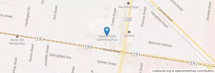 Mapa de ubicacion de Clayton Aquatics & Health Club en 오스트레일리아, Victoria, City Of Monash.