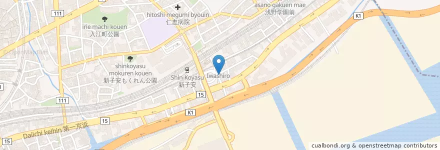 Mapa de ubicacion de 八木下薬局 en اليابان, كاناغاوا, 横浜市, 神奈川区.