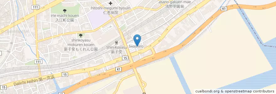 Mapa de ubicacion de 甘粕屋 en 일본, 가나가와현, 요코하마시, 神奈川区.