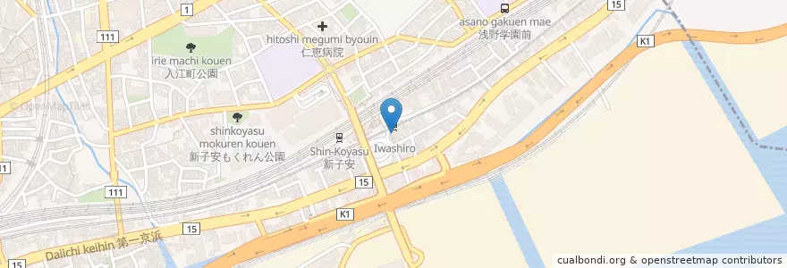 Mapa de ubicacion de ちゃんぽん浪漫食堂 en Japonya, 神奈川県, 横浜市, 神奈川区.