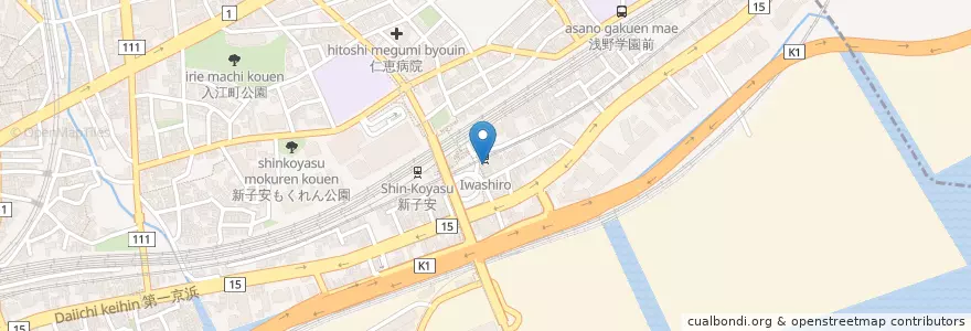 Mapa de ubicacion de ピッコロ亭 en 일본, 가나가와현, 요코하마시, 神奈川区.