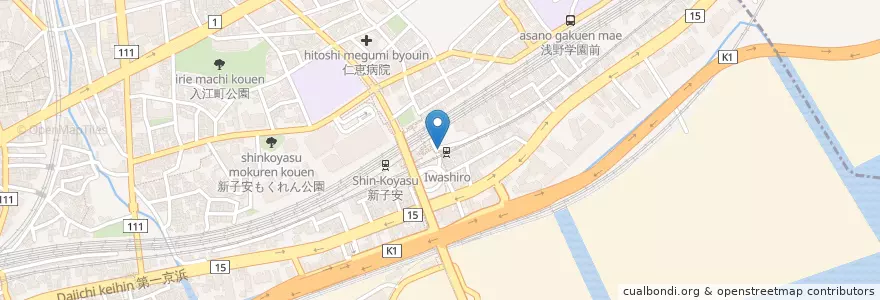 Mapa de ubicacion de じおう en Jepun, 神奈川県, 横浜市, 神奈川区.