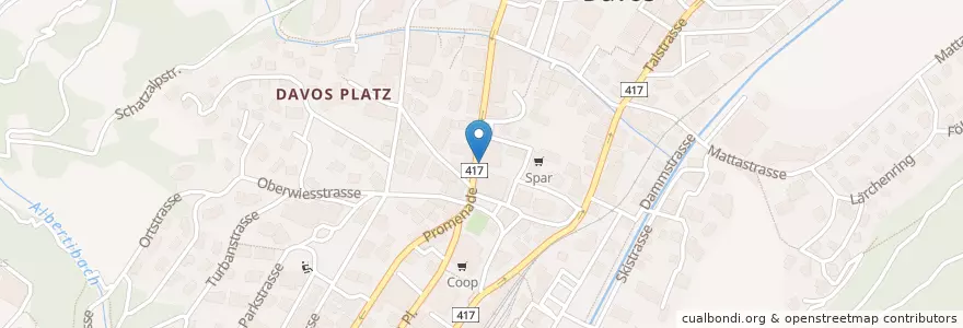Mapa de ubicacion de Pöstli Corner Bar en Швейцария, Граубюнден (Гризон), Prättigau/Davos, Davos.
