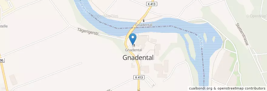 Mapa de ubicacion de Restaurant Gnadenthal en Suisse, Argovie, Bezirk Baden, Stetten, Niederwil.