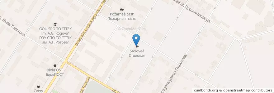 Mapa de ubicacion de Столовая en Rússia, Distrito Federal Central, Тульская Область, Городской Округ Тула.