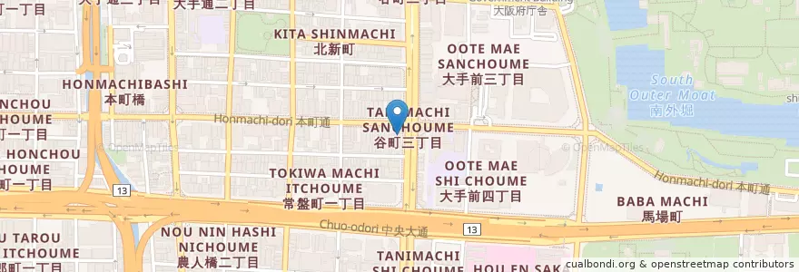 Mapa de ubicacion de すき家 en Япония, Осака, 大阪市, 中央区.