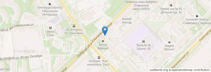 Mapa de ubicacion de Здоровье+ en روسيا, Центральный Федеральный Округ, فلاديمير أوبلاست, Городской Округ Владимир.