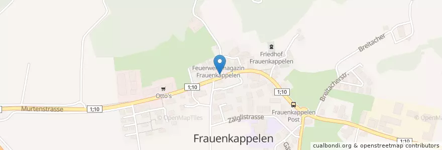 Mapa de ubicacion de Briefeinwurf Frauenkappelen, Murtenstrasse en Schweiz, Bern, Verwaltungsregion Bern-Mittelland, Verwaltungskreis Bern-Mittelland, Frauenkappelen.