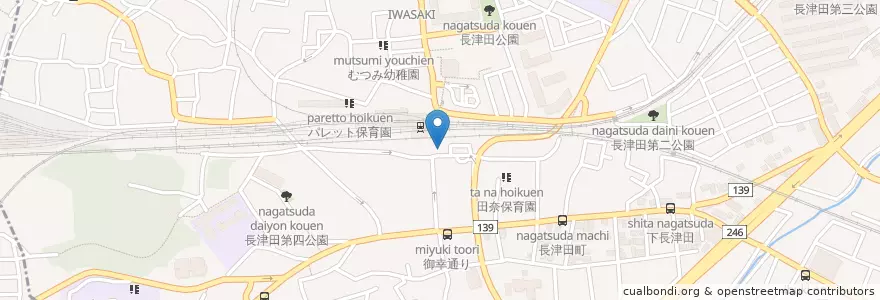 Mapa de ubicacion de JA横浜 長津田支店 en Japón, Prefectura De Kanagawa, Yokohama, 緑区.