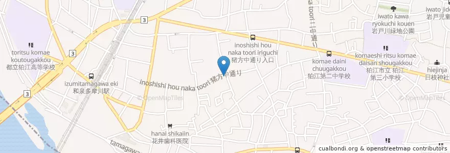 Mapa de ubicacion de 野沢医院 en Japan, Tokio, 狛江市.
