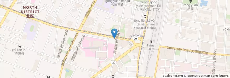 Mapa de ubicacion de 摩斯漢堡 en تایوان, 臺南市, 中西區.