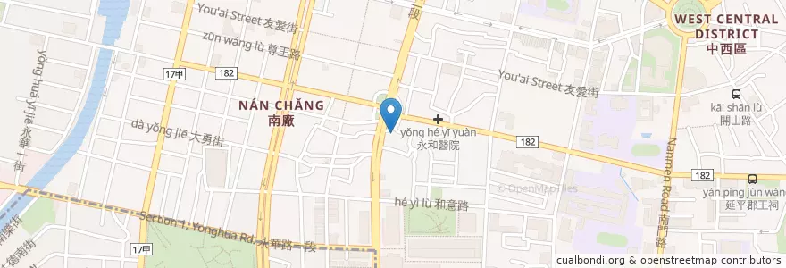 Mapa de ubicacion de 阿堂鹹粥 en 臺灣, 臺南市, 中西區.