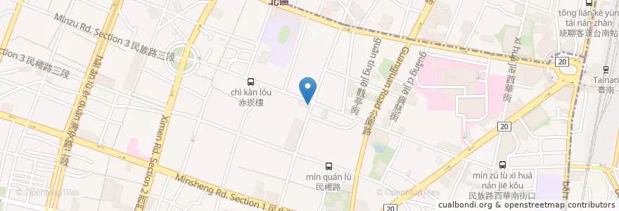 Mapa de ubicacion de 凱基商業銀行 en Taiwan, Tainan, 中西區.