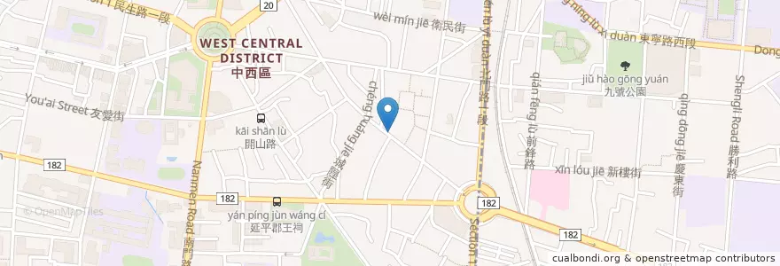 Mapa de ubicacion de 東嶽殿 en Taiwán, 臺南市, 中西區.