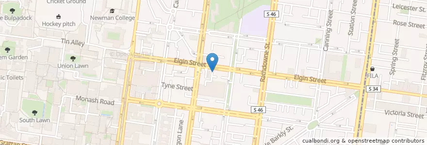 Mapa de ubicacion de Ultimate Coffee Bar en Austrália, Victoria, City Of Melbourne.