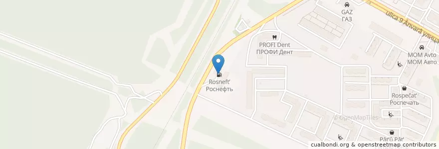 Mapa de ubicacion de Роснефть en Russie, District Fédéral Central, Oblast De Voronej, Городской Округ Воронеж.