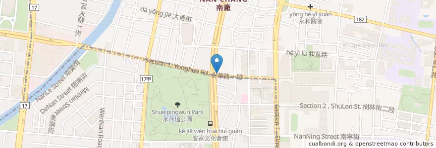 Mapa de ubicacion de 烏家庄 en Taiwán, 臺南市, 中西區.