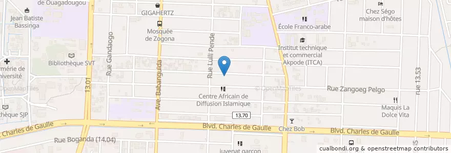 Mapa de ubicacion de Bénoua Lodge en Burkina Faso, Centre, Kadiogo, Ouagadougou.