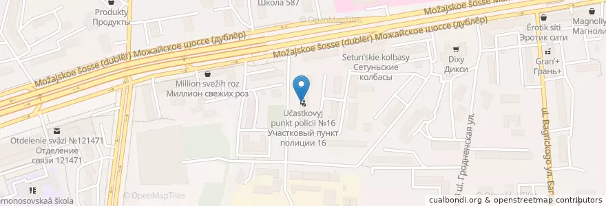 Mapa de ubicacion de Участковый пункт полиции №16 en Rusland, Centraal Federaal District, Moskou, Западный Административный Округ, Можайский Район.