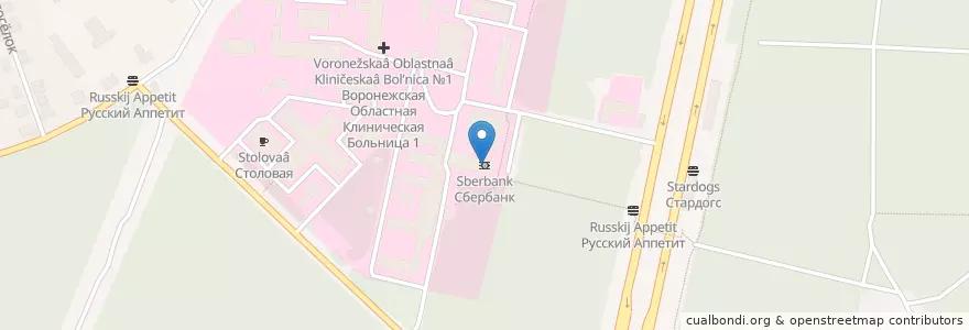 Mapa de ubicacion de Сбербанк en Rusland, Centraal Federaal District, Oblast Voronezj, Городской Округ Воронеж.