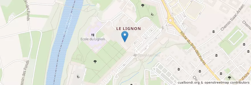 Mapa de ubicacion de Brasserie du Lignon/GE en Suiza, Ginebra, Ginebra, Vernier.