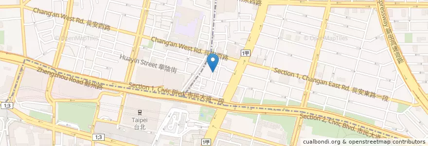Mapa de ubicacion de 長安區民活動中心 en Tayvan, 新北市, Taipei, 中山區.