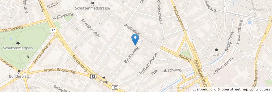 Mapa de ubicacion de Borromäum (Kulturzentrum, Restaurant) en Suíça, Basel-Stadt, Basileia.