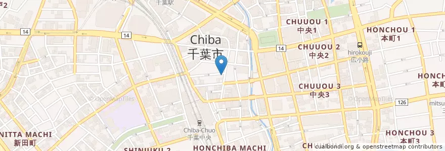 Mapa de ubicacion de 百円餃子 en Japan, Chiba Prefecture, Chiba, Chuo.