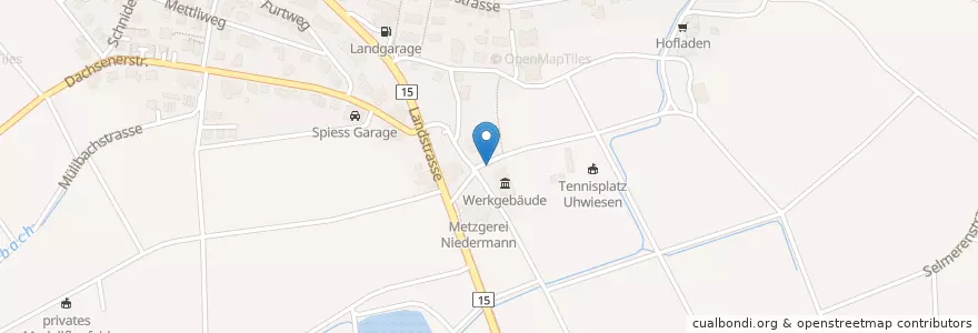 Mapa de ubicacion de Werkgebäude en Suíça, Zurique, Bezirk Andelfingen, Laufen-Uhwiesen.