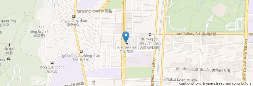 Mapa de ubicacion de 九如教會 en Tayvan, Kaohsiung, 鼓山區.