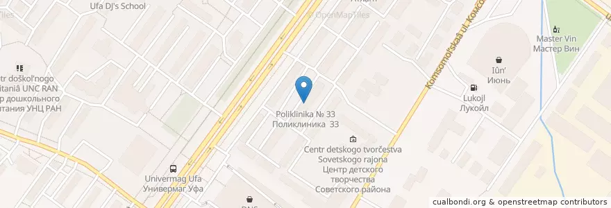 Mapa de ubicacion de Поликлиника № 33 en Россия, Приволжский Федеральный Округ, Башкортостан, Городской Округ Уфа.